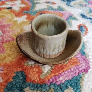Vintage Pottery Espresso Cup and Saucer